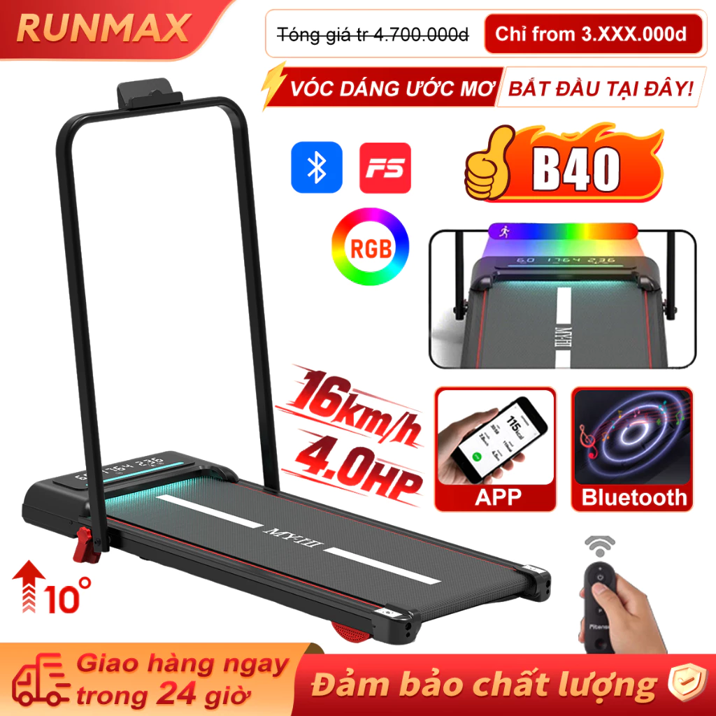 Máy Chạy Bộ Tại Nhà Gấp Gọn Thông Minh,Điều Chỉnh Độ Dốc,Kết Nối Bluetooth,Màn Hình LED,Đi Bộ,Chạy Bộ