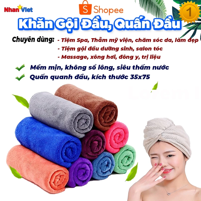 KHĂN GỘI ĐẦU SPA | kích thước 35x75|30x50|30x30|40x80 quấn tóc loại DÀY, thấm nước tốt, không xù lông, lau mặt, làm nail