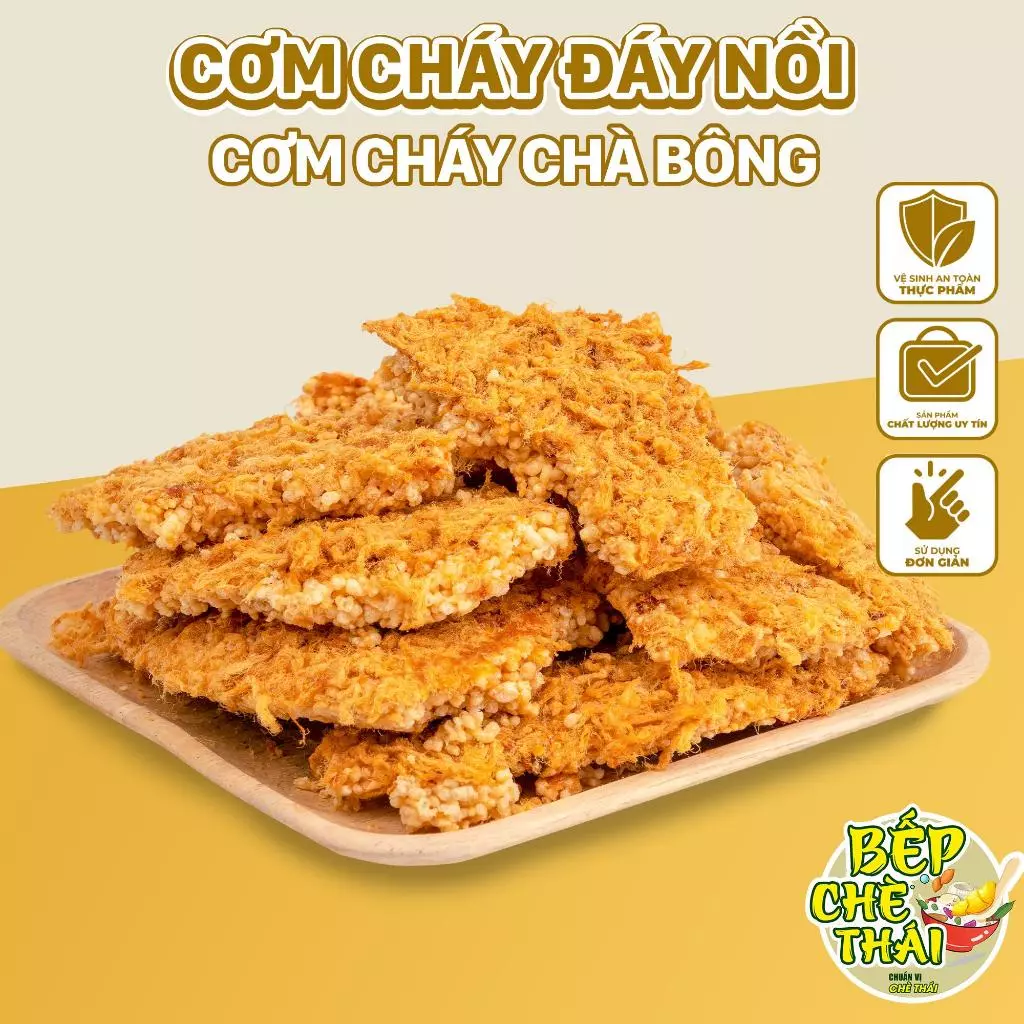Cơm cháy siêu chà bông - cơm cháy đáy nồi - túi 200gr / 500gr - đồ ăn vặt - bếp chè thái Snack Food