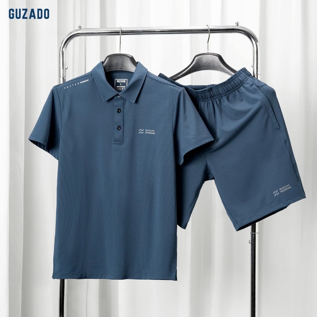 [TẶNG TẤT] Bộ Quần Áo Nam GUZADO Thun Lạnh Cao Cấp, Set Chơi Pickleball, Tập Gym Co Giãn, Thoáng Khí GBP01