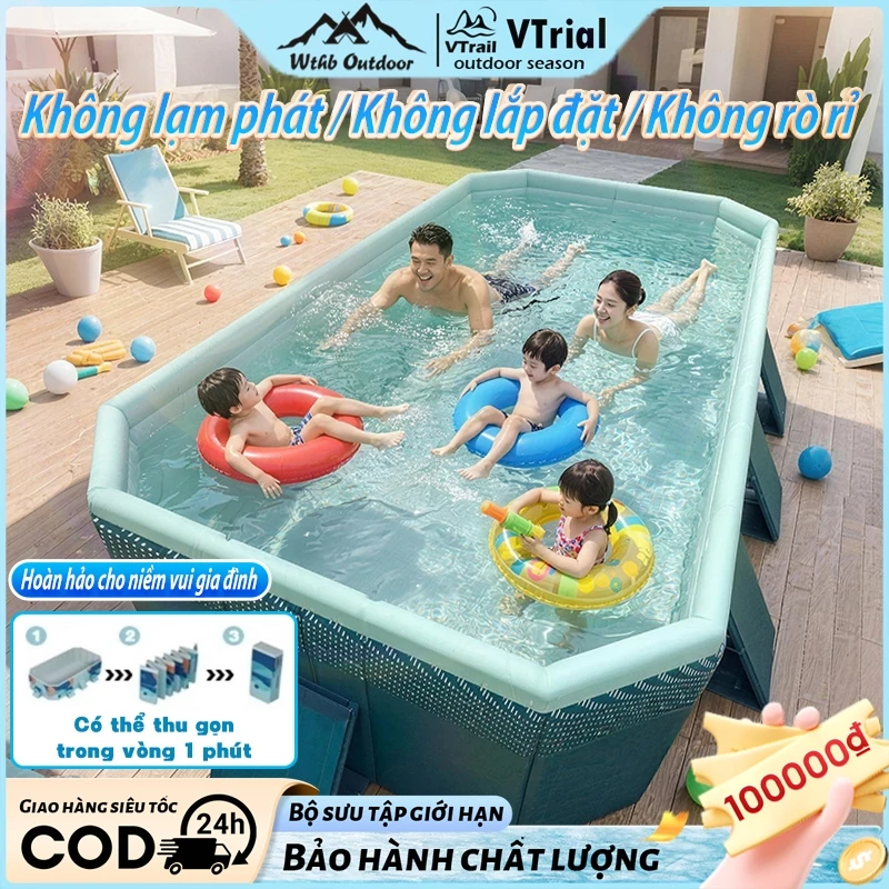 Bể bơi gấp gọn,không cần bơm hơi, chất liệu an toàn cao cấp, chống trượt, phù hợp cho cả gia đình