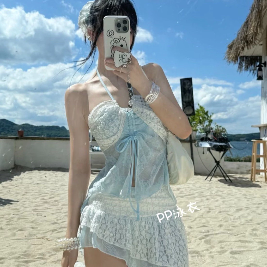 (Có sẵn ) 2 Dây Kiểu BiKiNi Đi Biển Kèm Chân Váy Xoè 2 Tầng Vạt Chéo Có Đệm Mút❤️(có sẵn)