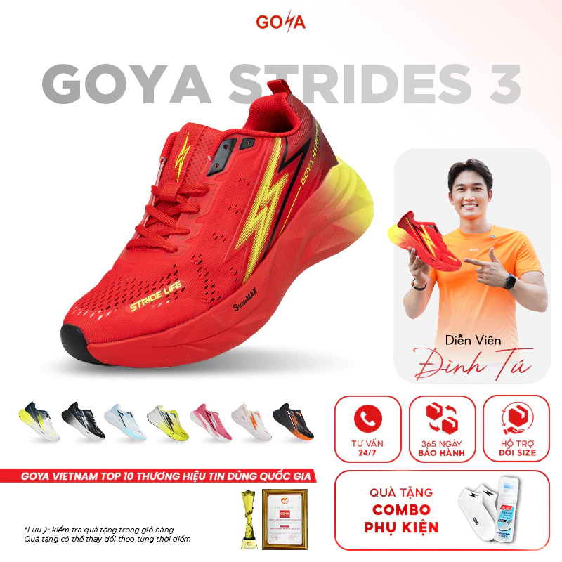 Giày Thể Thao Chạy Bộ Nam Nữ GOYA STRIDES 3 Năm 2026 1 - Siêu Êm, Thoáng Khí,Thời Trang