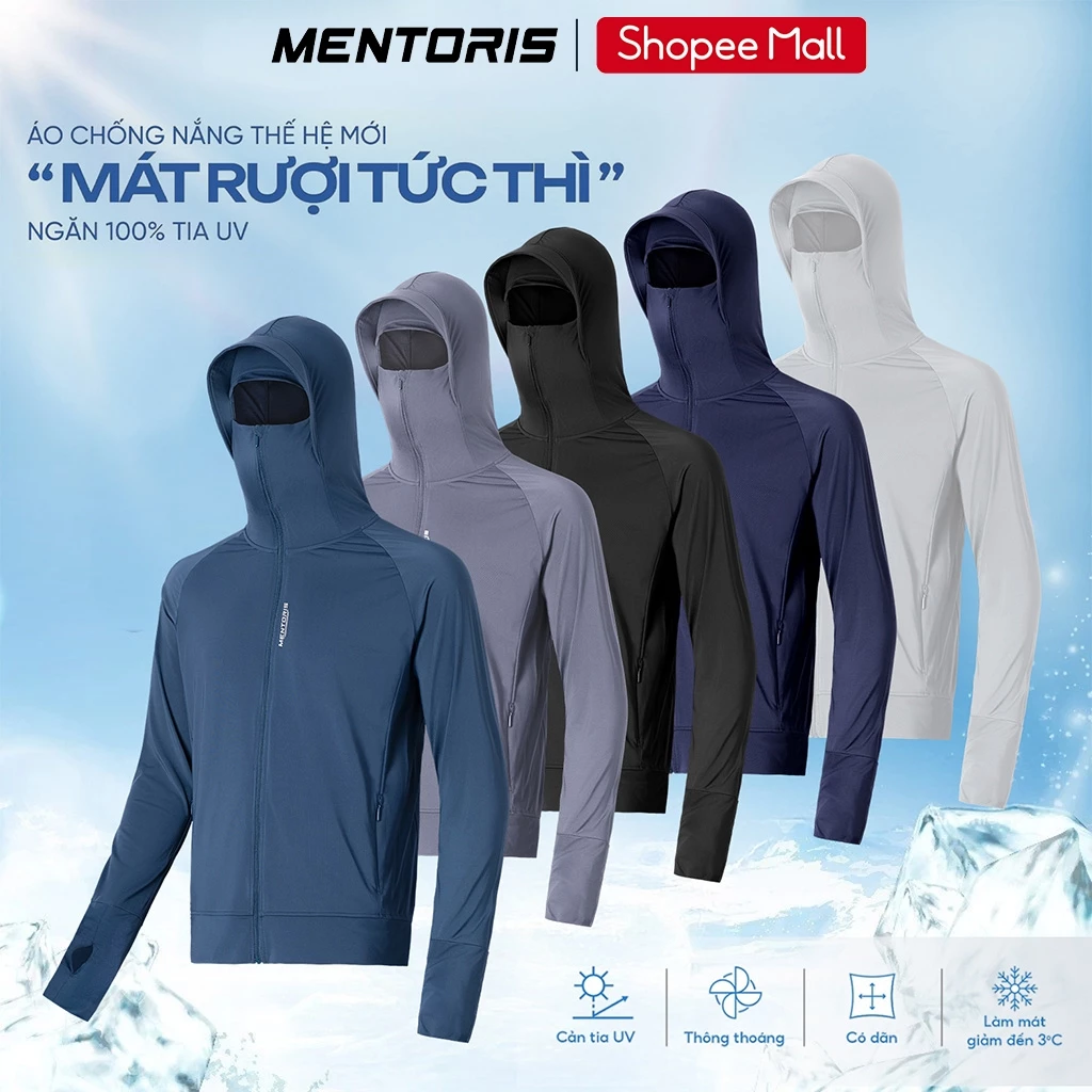 Áo Chống Nắng Nam Nữ MENTORIS, Chất Vải Thun Lạnh, Chống Tia UV, Thoáng Mát, Thấm Hút Mồ Hôi MCN01S
