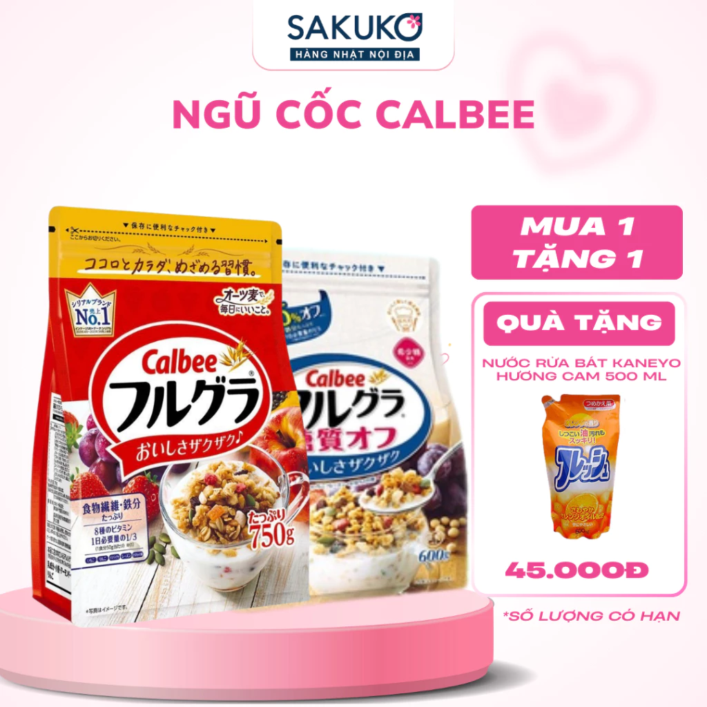 Ngũ cốc Calbee Giảm Cân Ăn Kiêng, ngũ cốc trái cây dinh dưỡng đủ vị hoa quả sấy ăn sáng nội địa Nhật