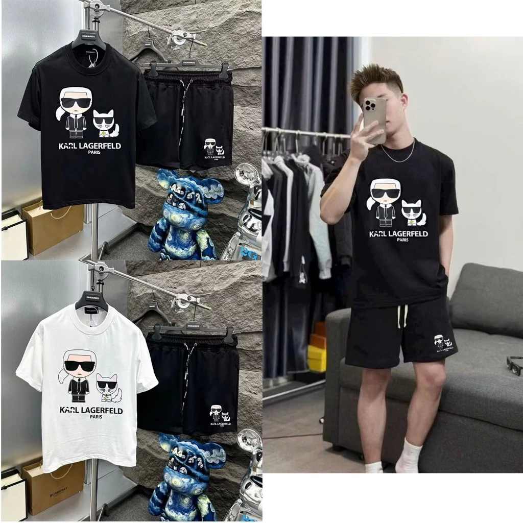 Bộ cộc nam Karl Bé Mèo Siêu Nét - Chất Liệu Cotton Mềm Mịn,Thoáng Mát - Thời Trang Boy Phố Hottrend 2026