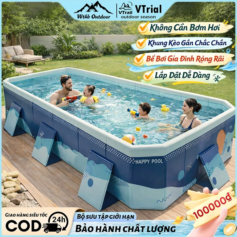 bể bơi tại nhà Bể bơi gia đình loại lớn có thể gấp gọn không cần bơm hơi Dành cho 1-10 người