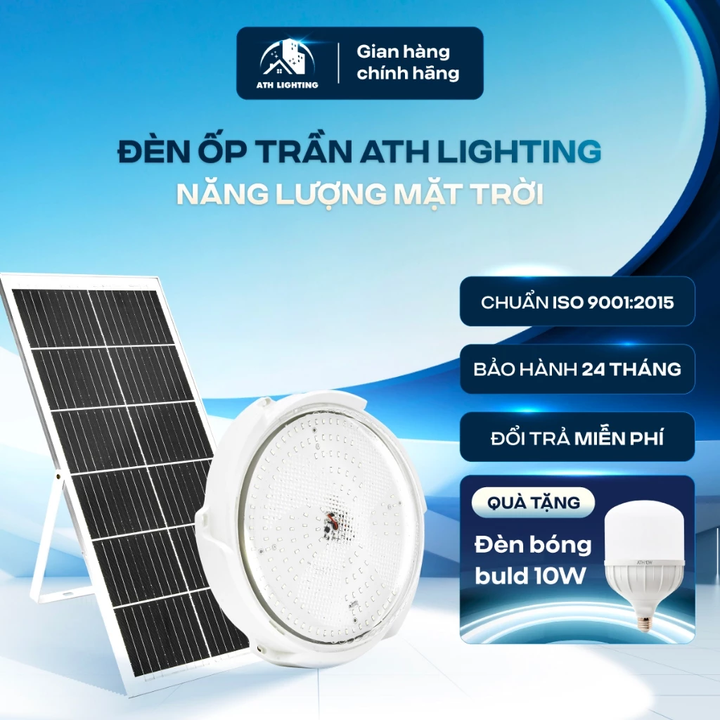 Đèn Ốp Trần Năng Lượng Mặt Trời ATH LIGHTING, Loại Đèn Tích Điện Công Suất Cao 300W 400W 500W Có Điều Khiển Từ Xa