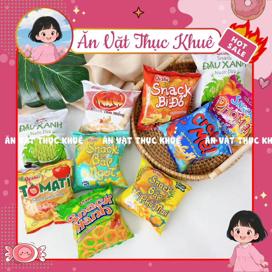 [COMBO 50 GÓI TỔNG HỢP] Snack bim bim oishi [GÓI MINI 6G ] chính hãng, đồ ăn vặt