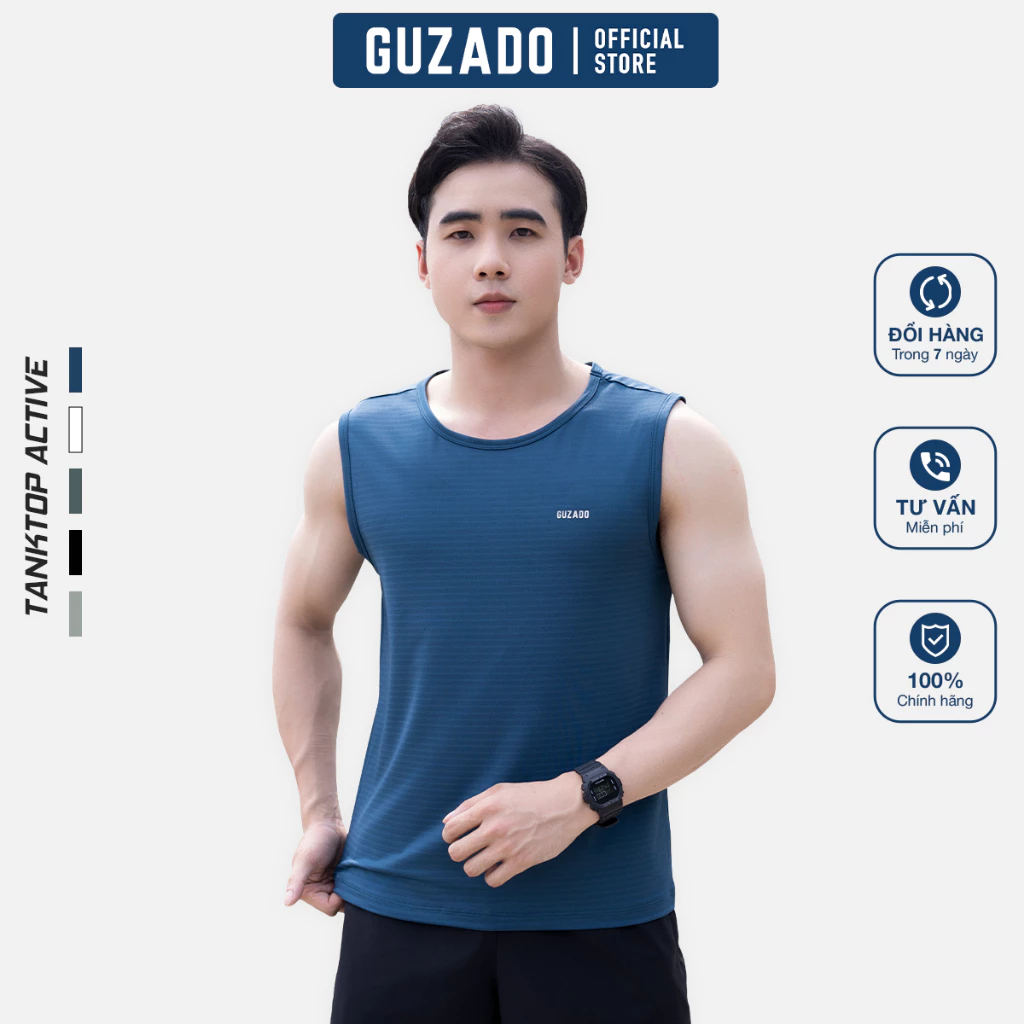 Áo ba lỗ nam Guzado tanktop thể thao khỏe khắn,rộng rãi thoáng mát,vận động thoải mái GTT