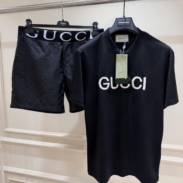 Bộ Cộc Thể Thao Nam Hè GG Basics Hàng Cao cấp Quảng Châu, Bộ Cộc Mùa Hè Nam vải Cotton