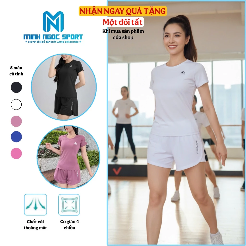 [Có túi] Đồ Tập Gym Chạy Bộ Nữ, Nhảy Aerobic, Đi Bộ Thể Thao Nữ Chất Thun Lạnh Mát. Mmesport