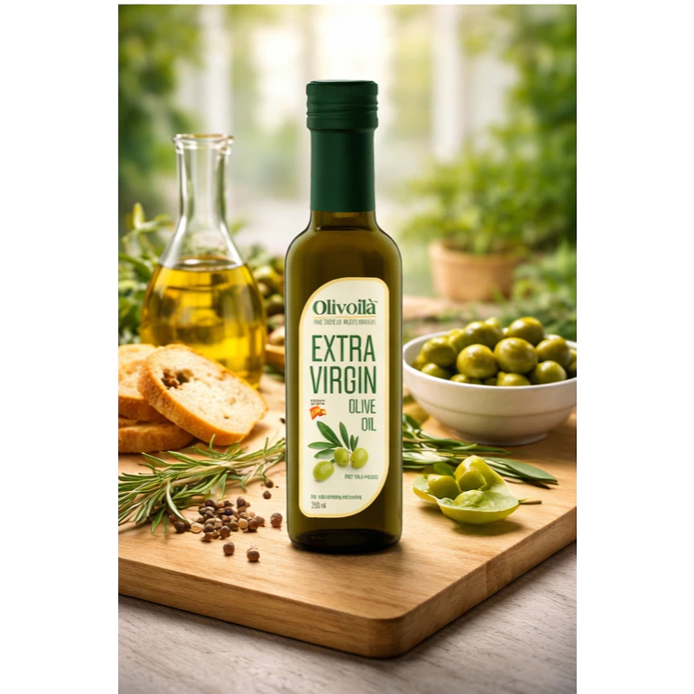 Dầu Olive Extra Virgin Olivoilà 250ml – Dầu Ô Liu Nguyên Chất Nhập Khẩu, Dùng Cho Salad, Chiên Xào, Ăn Dặm