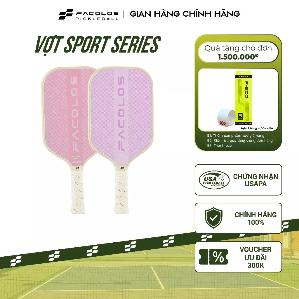 Vợt pickleball Facolos Sport Series (Olympic 16MM) mặt vợt nâng cấp với công nghệ lớp phủ thế hệ mới
