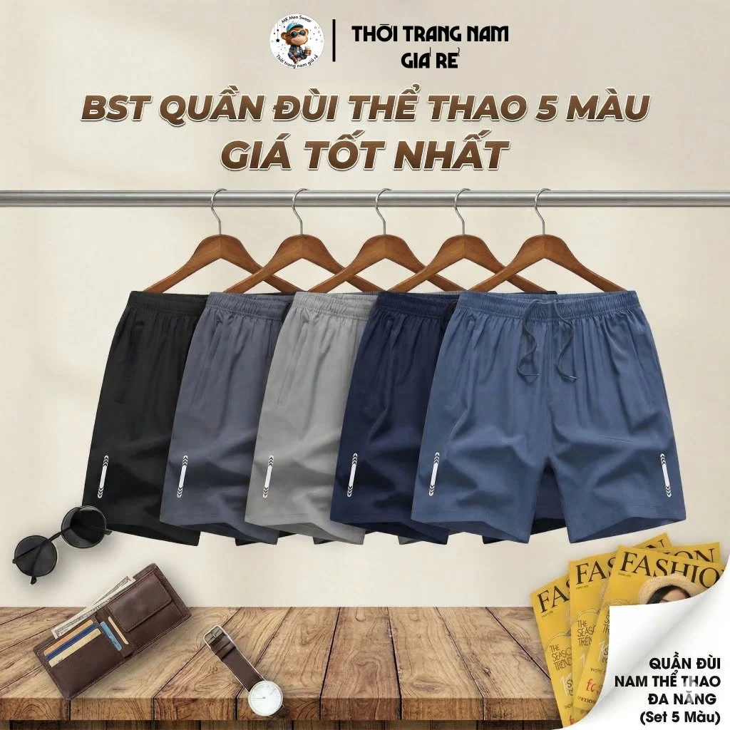 COMBO 5 quần short nam thể thao, năng động, thoáng mát, dễ phối đồ
