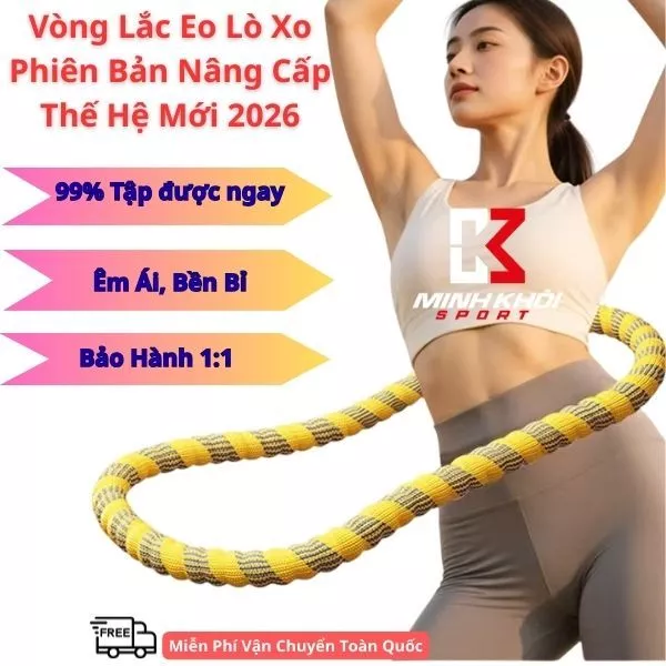 Phiên Bản Thế Hệ Mới 2026 Vòng Lắc Eo Lò Xo Bọc Vải Êm Ái, Dễ Tập Giảm Eo Nhanh Chóng
