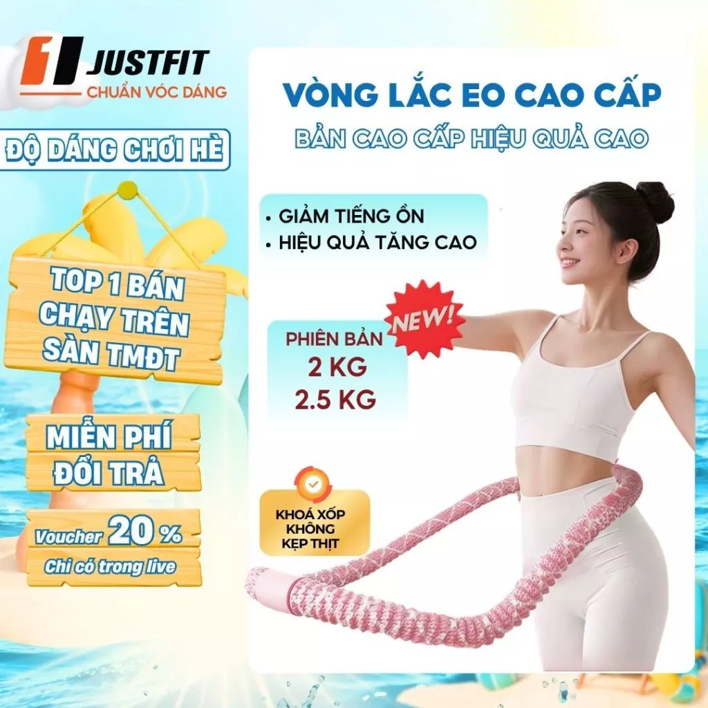 Vòng lắc eo lò xo JUSTFIT bọc nhựa mềm giảm mỡ nhanh, eo thon săn chắc tập tại nhà tiện lợi