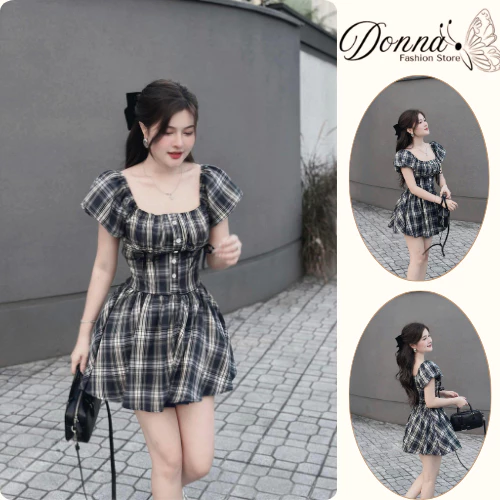 Váy nữ Dona HCOM25325, Đầm nữ mini phong cách trẻ trung năng động chất vải mền mại