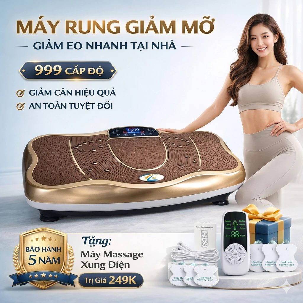 Máy Rung Toàn Thân Giảm Mỡ 999 Cấp độ, Máy Rung Tập Giảm Béo Tại Nhà Hiệu Quả Hơn Máy Chạy Bộ