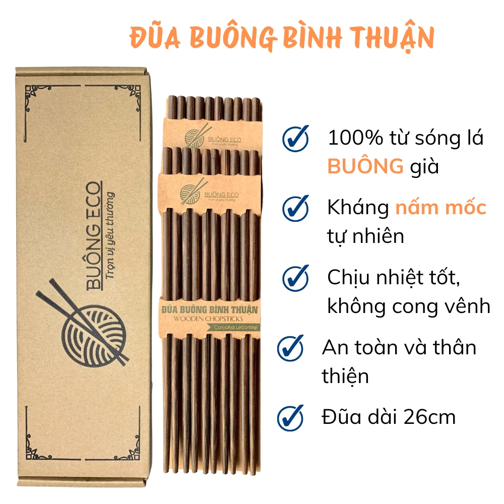 Đũa Buông ECO Cao Cấp Loại Đặc Biệt , Bền Chắc, Chịu Nhiệt, Không Cong Vênh, An Toàn Sức Khỏe