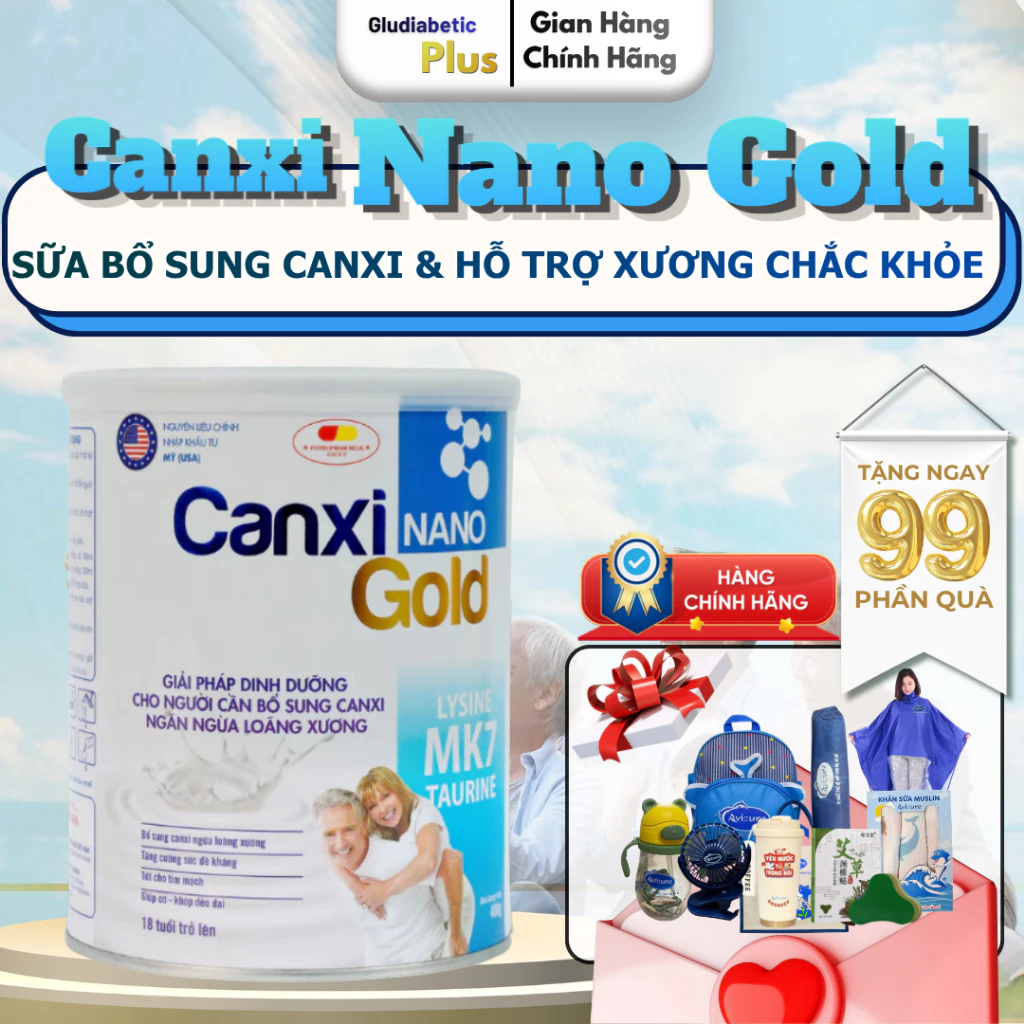 Sữa Canxi Nano Gold Cho Người Già Hỗ Trợ Xương Khớp Bổ Sung Canxi Ngăn Ngừa Loãng Xương 400gr/900gr