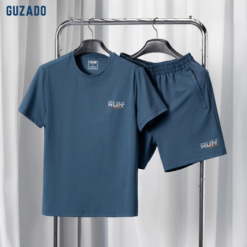 Bộ Thể Thao Nam GUZADO Vải Coolmax Cao Cấp, Mềm Mát da, Co Giãn Tốt Tập Gym Mặc Nhà Thoải Mái GBT
