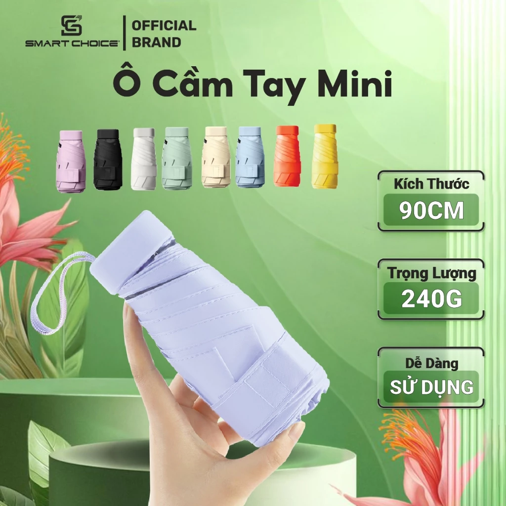 Ô Mini Che Nắng Gấp Gọn 15cm SmnartChoice SCG-PK012 Chống Tia UV 3 Lớp Tiện Lợi Đi Du Lịch