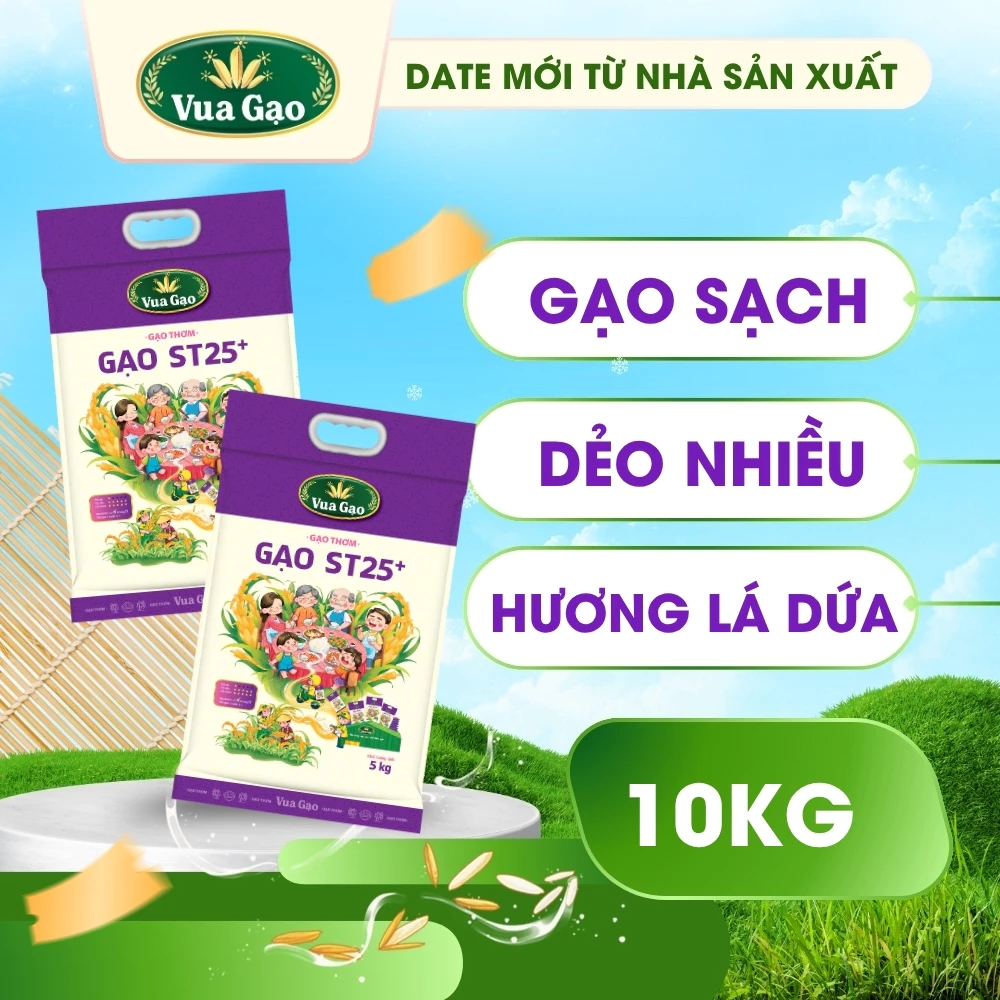 Combo 2 Túi Gạo ST25 Lúa Mới Vua Gạo 5kg Chính Hãng Gạo Thơm Ngon, Dẻo Nhiều, Vị Đậm Đà - Tổng 10kg