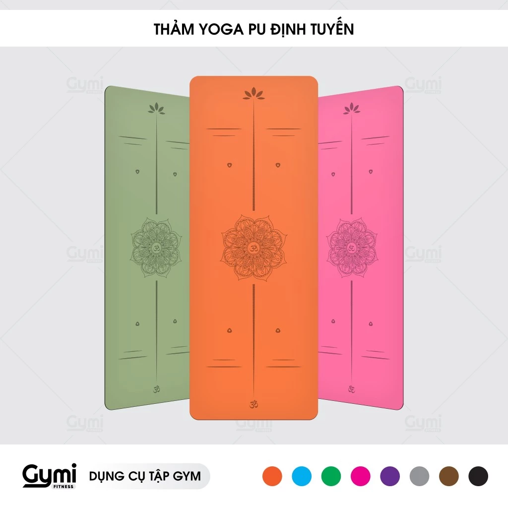 Thảm Tập Yoga Định Tuyến Da PU 5mm - Cao Su PU Chống Trượt Tuyệt Đối - Bám Hút Tốt