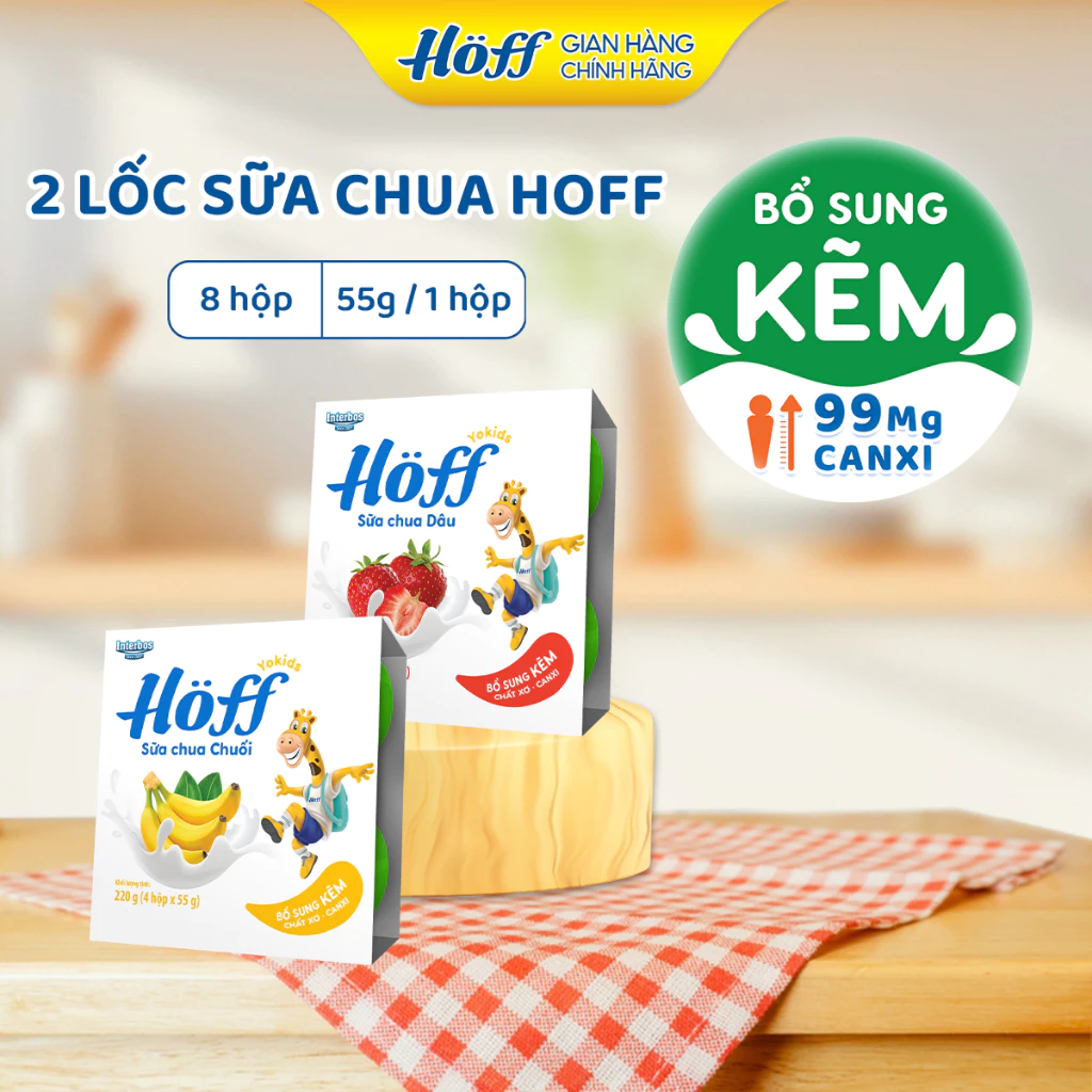 Combo 2 Lốc Sữa chua hoa quả HOFF Yokids mix vị hỗ trợ tiêu hoá cho bé ăn dặm (8 hộp x 55g)