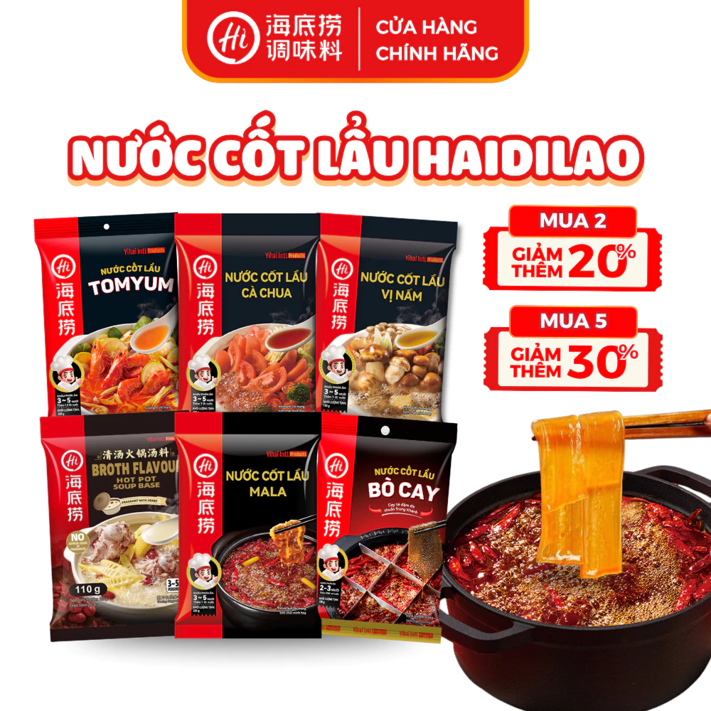 Gia Vị Cốt Lẩu Haidilao Tứ Xuyên Trùng Khánh Thả Lẩu 6 Vị Đa Dạng Hương Vị Trung Hoa