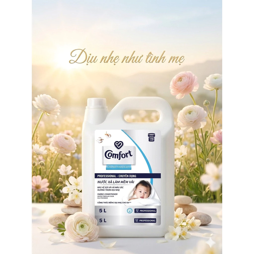 Can Nước Xả Vải Comfort Professional Cho Da Nhạy Cảm Dịu Nhẹ 5l