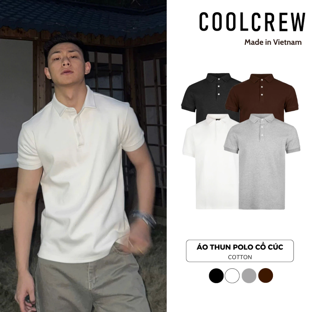 Áo Thun Polo Cổ Cúc 𝐂𝐎𝐎𝐋𝐂𝐑𝐄𝐖 Vải Cotton Cao Cấp Co Giãn 2 Chiều Unisex Thời Trang Thu Hè APN021