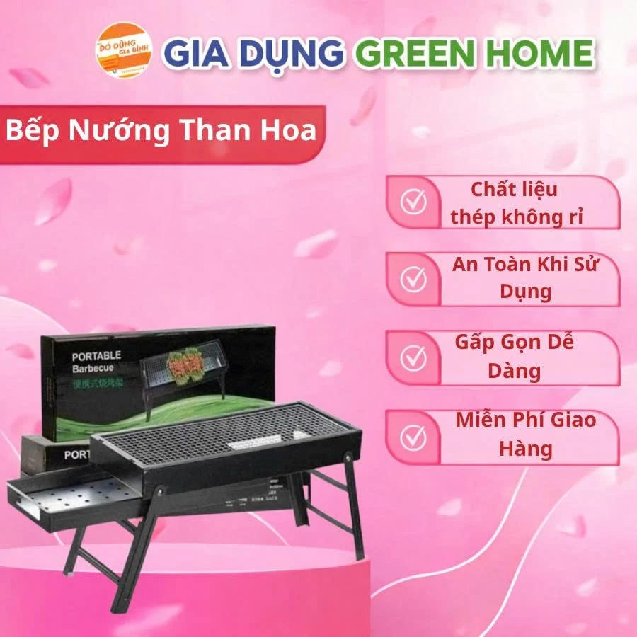 Bếp nướng than hoa, than củi, nướng BBQ ngoài trời thông minh gấp gọn đi dã ngoại du lịch tiện lợi