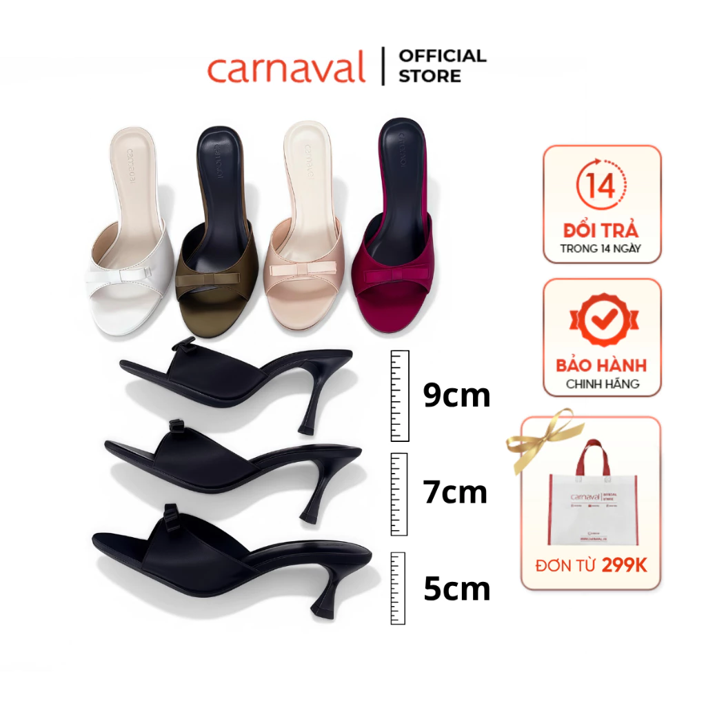 Dép Cao Gót Nữ Carnaval Gót Cao 7cm - 9cm Siêu Tôn Dáng Quai Ngang Trang Trí Nơ Siêu Xinh - VS91 đang được đối chiếu cho người mua tại Việt Nam