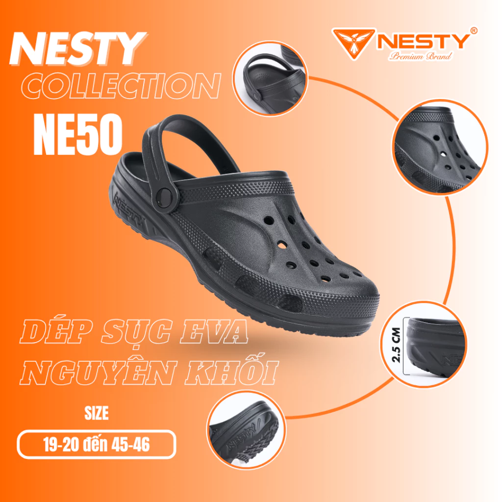 [Tặng Charm] Dép Sục NESTY Không Thấm Nước, Nhẹ, Êm Chân 3cm Full Size Gia Đình ( KO1 ) đang được đối chiếu cho người mua tại Việt Nam