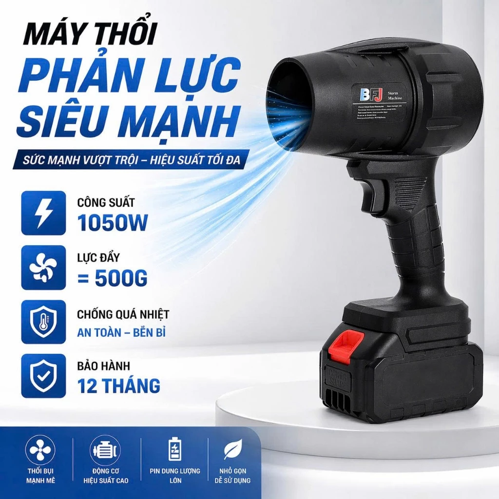 Máy Thổi Phản Lực Siêu Mạnh Công Suất Lớn 1050W, Động Cơ Lõi Đồng Thổi Bụi Cực Nhanh, Máy Thổi Cầm Tay Dọn Dẹp Sân Vườn