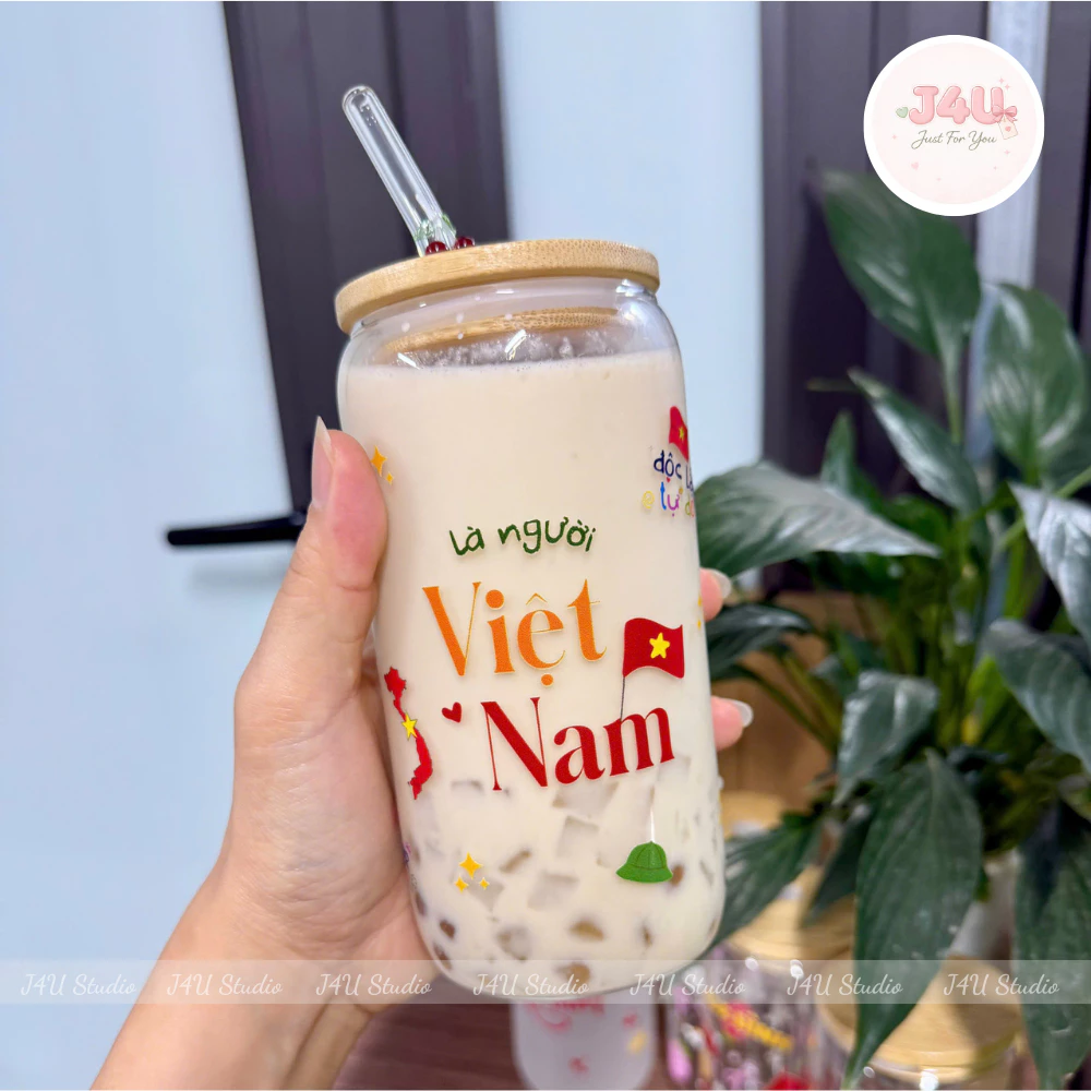 Tặng Lót Ly - Set Ly Thủy Tinh Yêu Nước, Ly Thủy Tinh Borosilicate Chịu Nhiệt Độ Cao 500ml