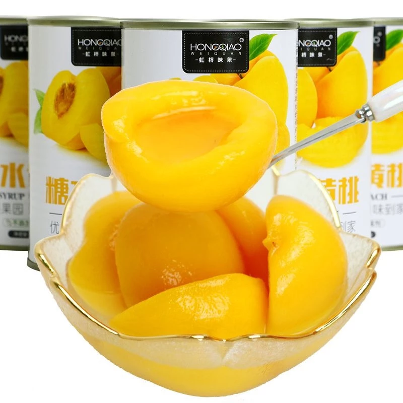 Đào Ngâm HONGQIAO Nắp Bật (425g) - Đào Miếng Vàng Giòn Sần Sật, Nước Đường Thanh Ngọt Chuẩn Vị
