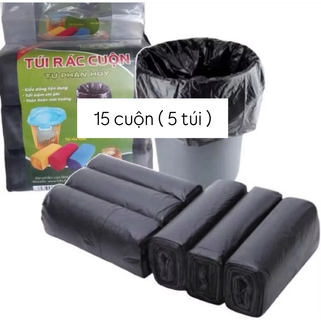 [ Combo 15 ] Cuộn Túi Nilong 500gr Đen - Tự Phân Hủy, Siêu Dày, Tiện Lợi Cho Gia Đình