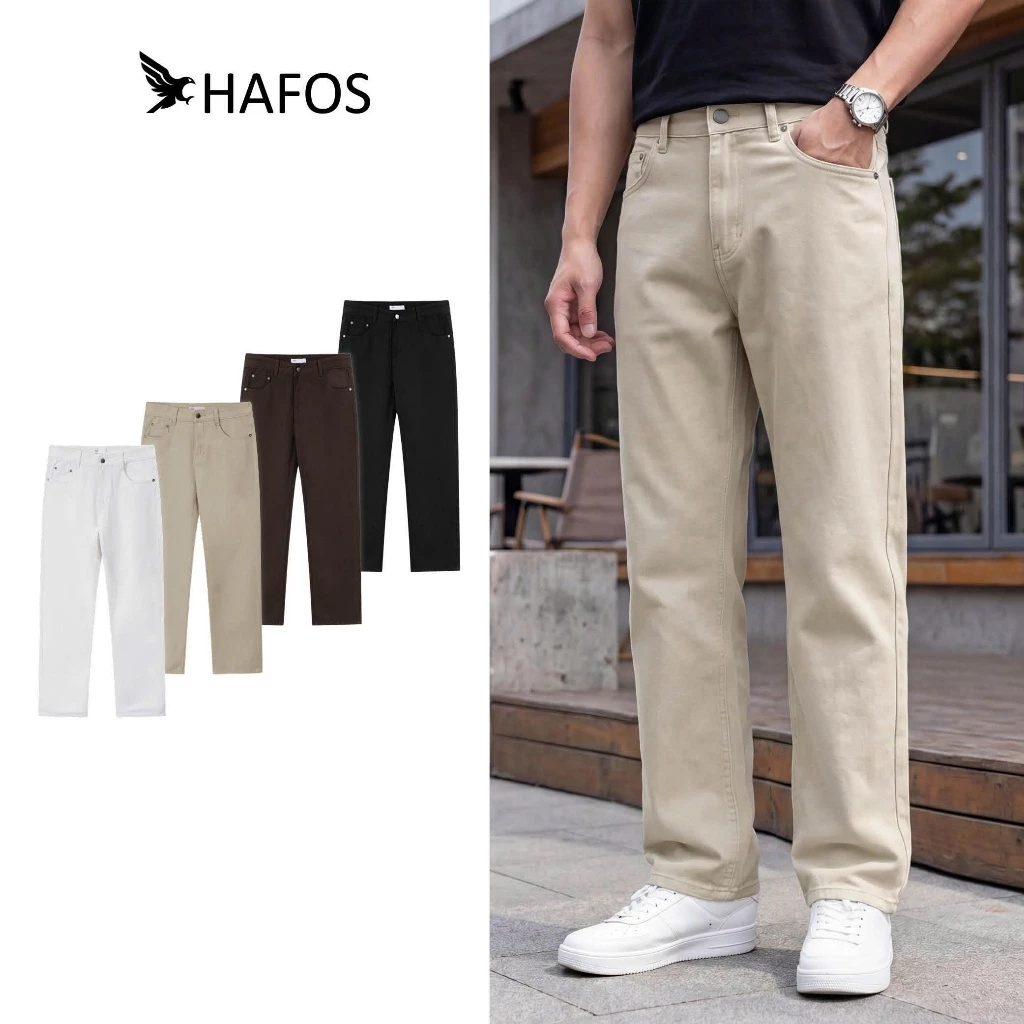 [ MÀU MỚI ] Quần Jean Nam Ống Suông HAFOS chất liệu dày dặn form tôn chân. Quần bò nam nhiều màu dễ phối