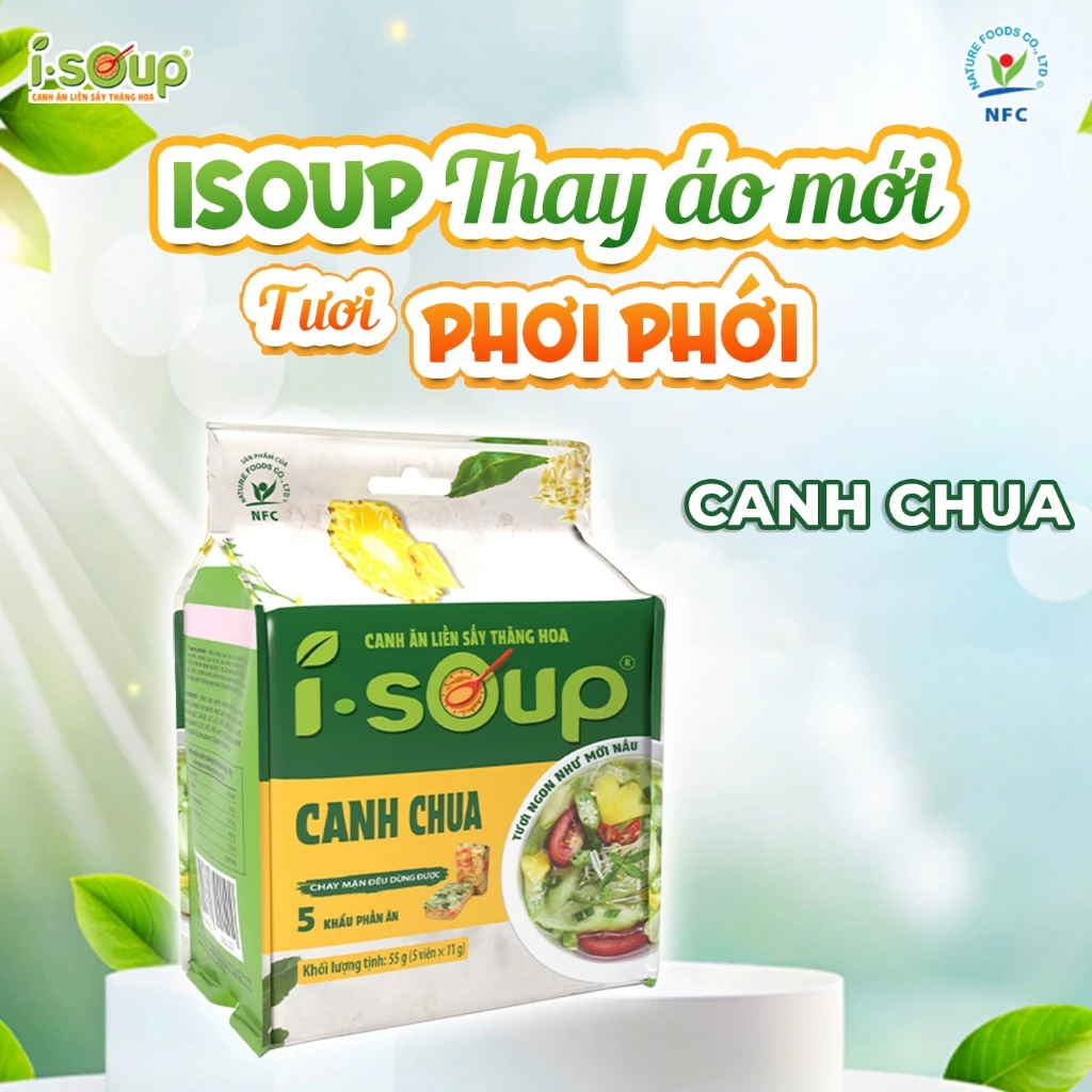 Viên Súp Sấy Thăng Hoa Canh Chua Chay I-Soup 50g (túi 05 viên)