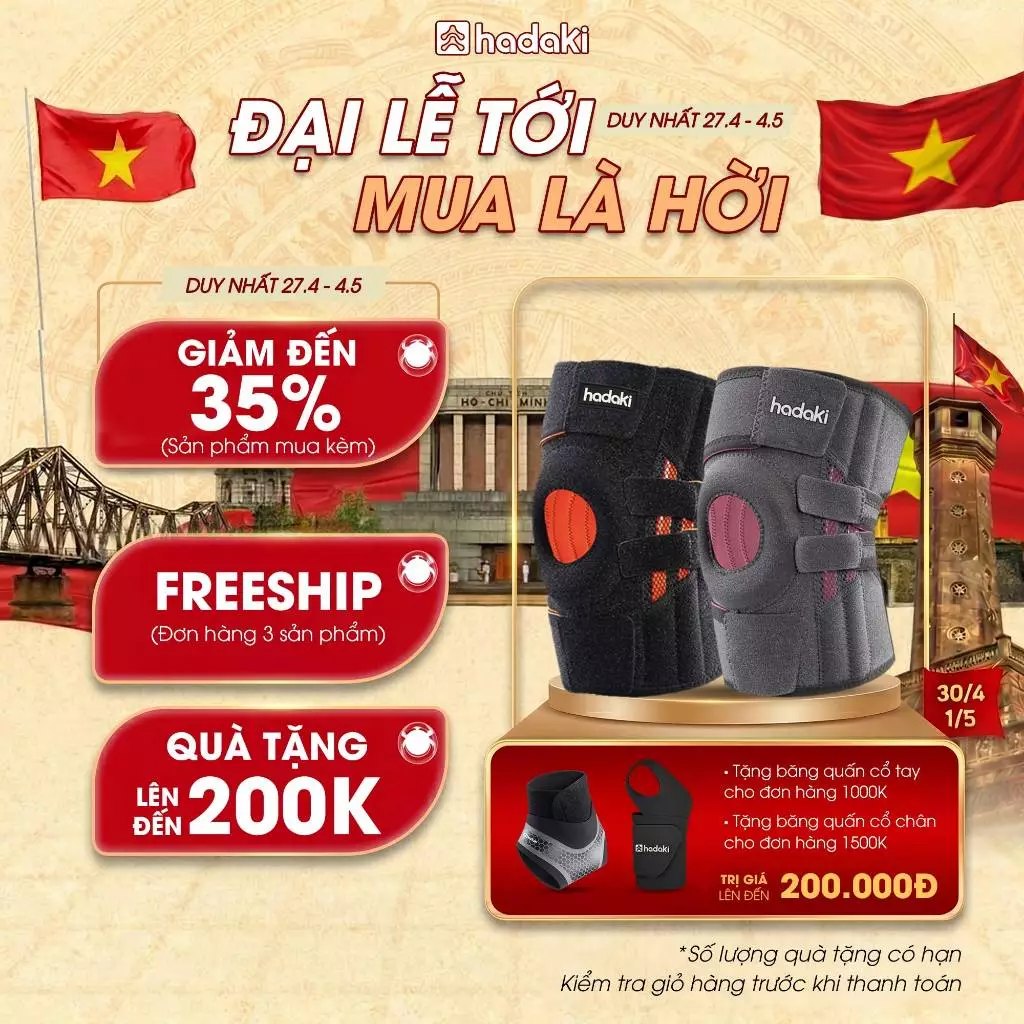 Combo 2 Bó Gối Trợ Lực HADAKI – Cố Định Khớp Gối, Chống Chấn Thương Khi Tập Thể Thao, Gym, Chạy Bộ