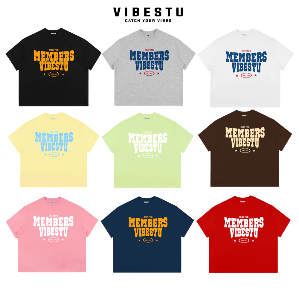 Ảnh sản phẩm do Shopee hiển thị, kiểm tra ngày 9/8/26 Áo Thun Local Brand VIBESTU "Only Members" Áo Thun Boxy Form Rộng Unisex 250Gsm Cotton đang được đối chiếu cho người mua tại Việt Nam