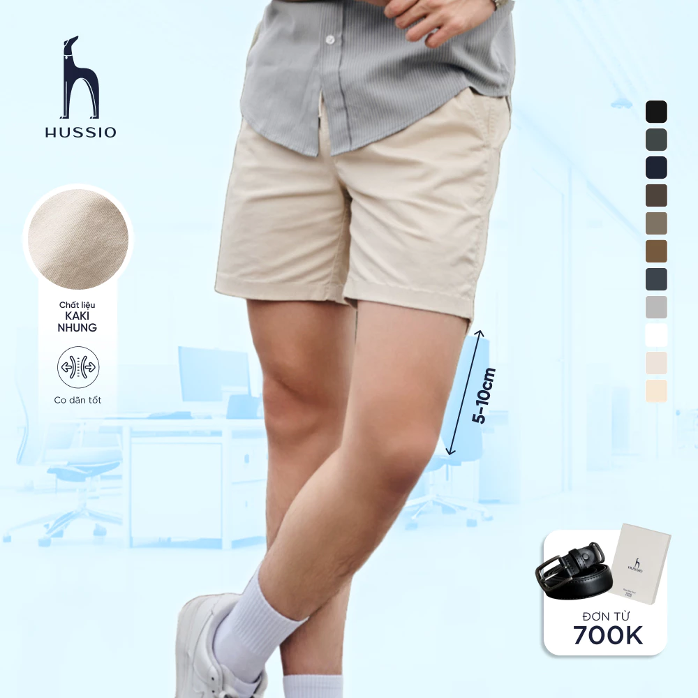 [UPDATE MÀU MỚI] Quần Short nam vải Kaki nhung cao cấp, trẻ trung, lịch lãm, chuẩn form - HUSSIO