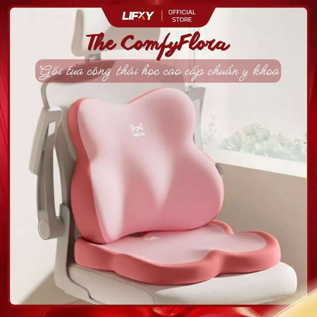 Đệm Ngồi Văn Phòng Xe Hơi Công Thái Học Cao Su Non Memory Foam Cao Cấp I The ComfyFlora LIFXY