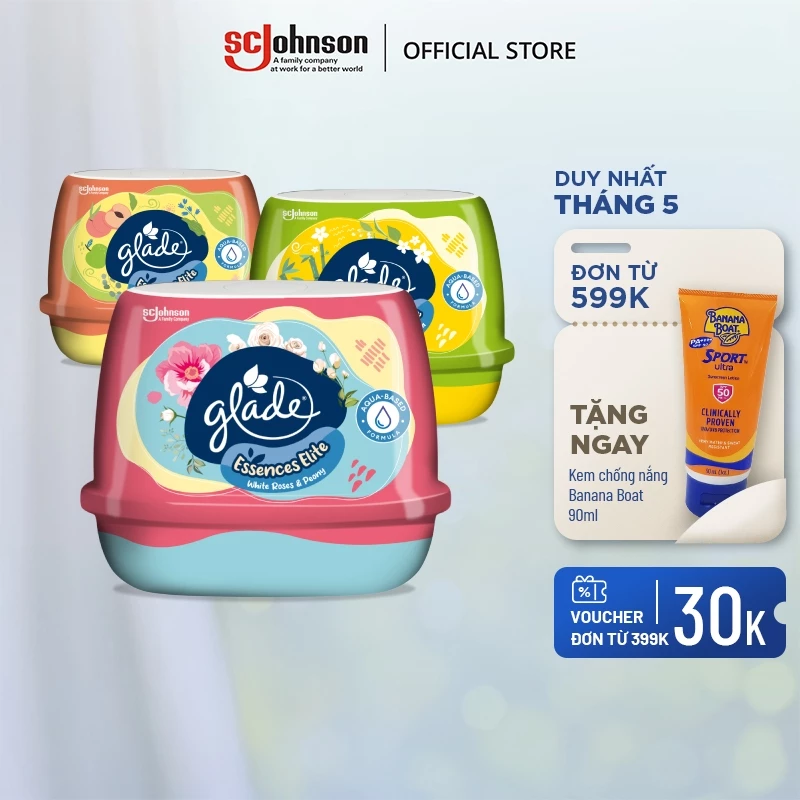 GLADE Combo 3 Sáp Thơm Cao Cấp Khử Mùi Lưu Hương Bền Lâu 180g x3
