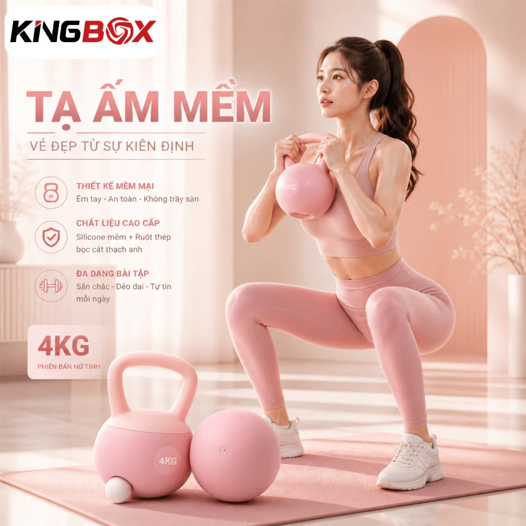 Tạ ấm, Tạ chuông vỏ mềm Không Chấn Thương, Không Vỡ - Lõi cát sắt 4KG/ 6KG/ 8KG 1 Quả