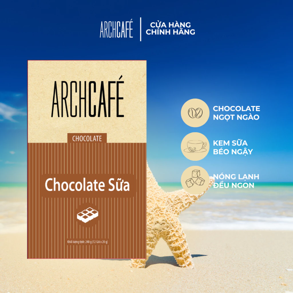 Chocolate Sữa Choco Cacao hoà tan Archcafé (Sô cô la) (hộp 12 gói x 20 g)