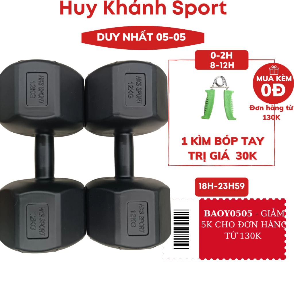 Tạ tay bọc nhựa cao cấp loại 1 mẫu mới 2021 (1kg, 2kg, 3kg, 4kg, 5kg, 6kg, 7kg,8kg)